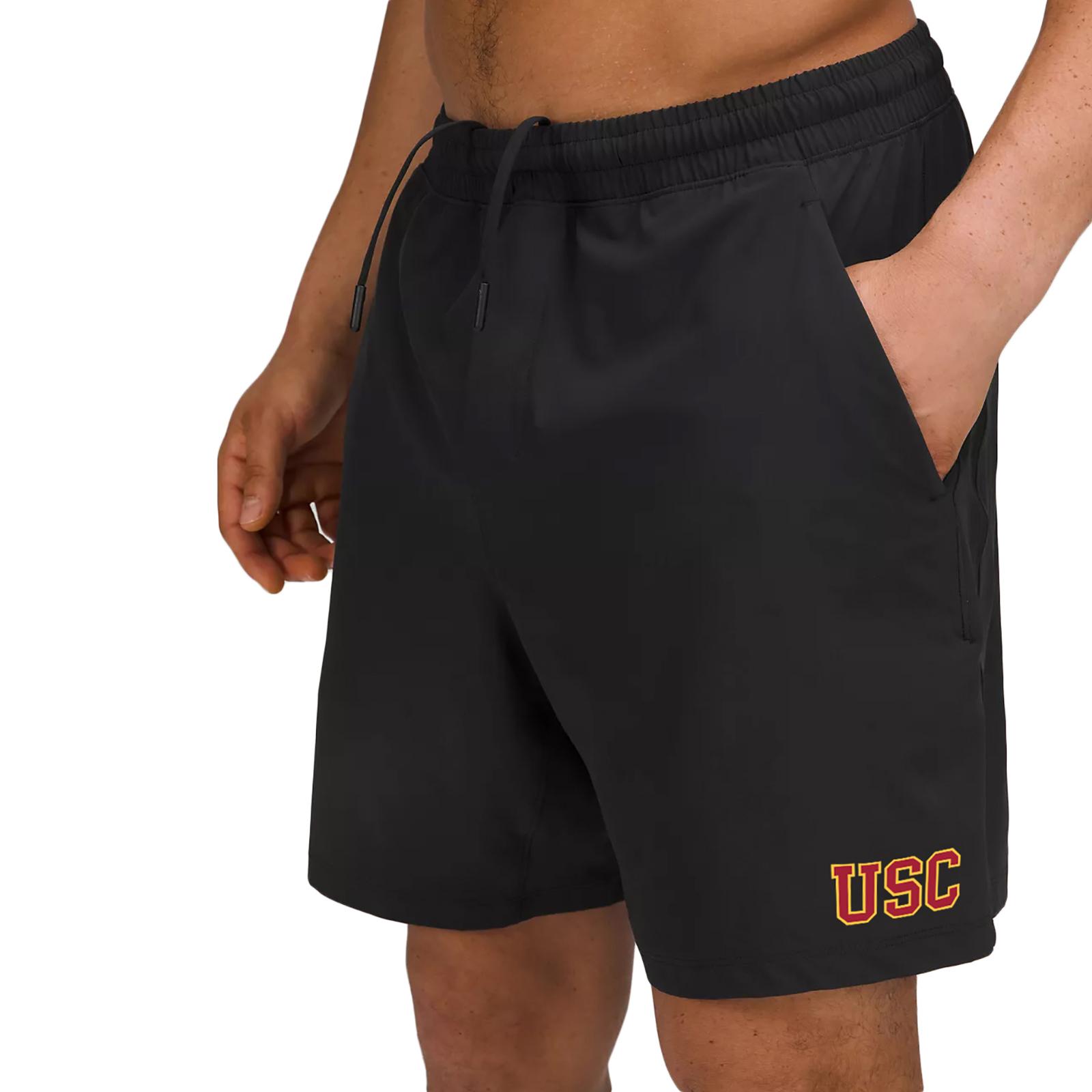 USC Trojans Men s lululemon Black Pace Breaker 7 Linerless Short USC Bookstores